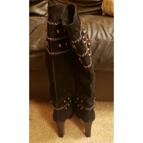 STUART WEITZMAN  'Stadium' Suede Tall Boots Embellished withMetal Studs&Chain 6m - Picture 5 of 7